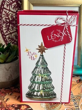 Lenox Radiant Light Lit Glass Pine Christmas Tree 6.6” New in box